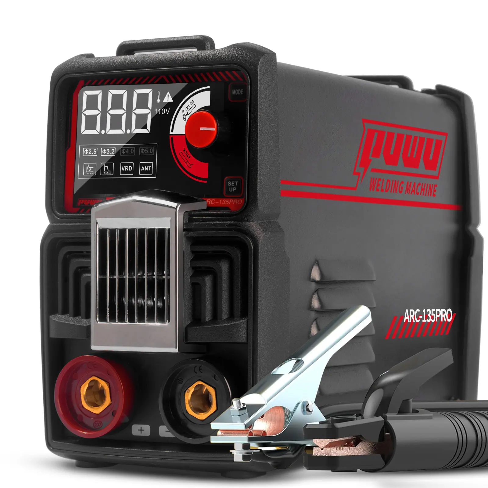 【DealsForYouDays】Puwu 110V 135A Rod Welder Digital Welder with Overheat Protection, Electrodes, Digital Screen, Quick Connectors, and Hot Start - Mini MMA Arc Welder, Portable Welding Machine, welding machines