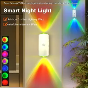 【Must-Have Home Upgrade】 LED Motion Sensor Step Light – Rechargeable USB Powered, 8 Ambient Colors, Auto-On Night Light, Magnetic Stick Anywhere, Plug-Free Long Battery Life, Ideal for Bedroom, Bathroom, Hallway, Stairs, Desk & Cozy Room Decor halloween