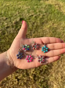 6-Stone Flower Cluster Charm Pendant - MULTIPLE OPTIONS