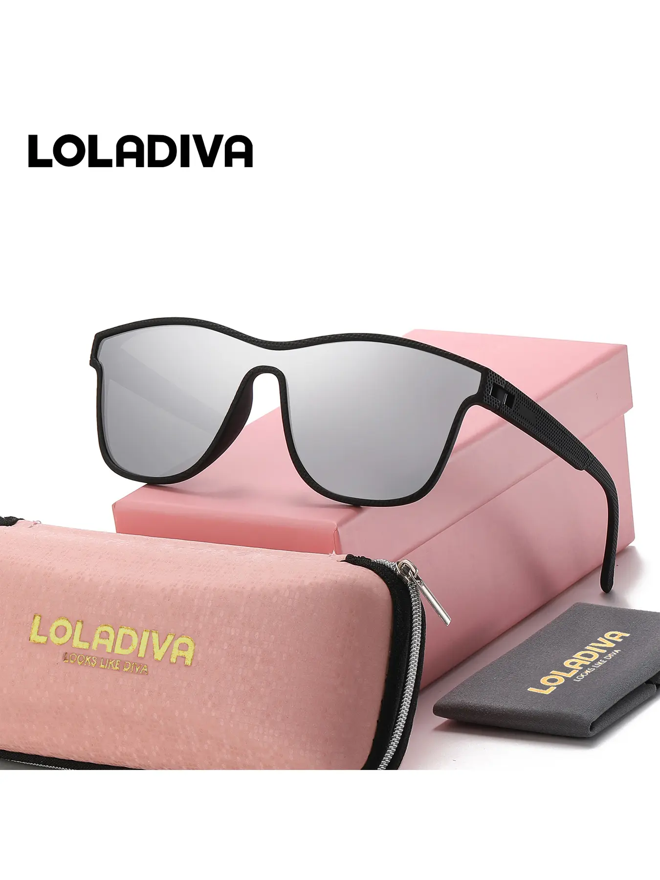 LOLADIVA Unisex Simple Design Full Frame Sunglasses Defining Futuristic Edge Square Frame Sunglasses UV400