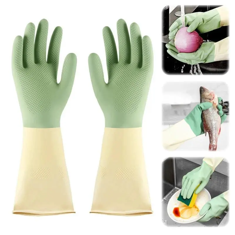 Thickened Kitchen Gloves, Dishwashing Gloves Wear-resistant, Suitable For Dishwashing, Cleaning And Household Rubber Gloves