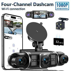 1080P Dash Cam Front and Rear, Full HD 4Channel Dashcam, HD Driving Recorder, with 32GB MicroSD Card,Built-in 5.8GHz WiFI CollisionSensor, Night Vision, HDR, 3.16" IPS, G-Sensor, 24 Hours Parking Mode, Loop Recording, Night Vision