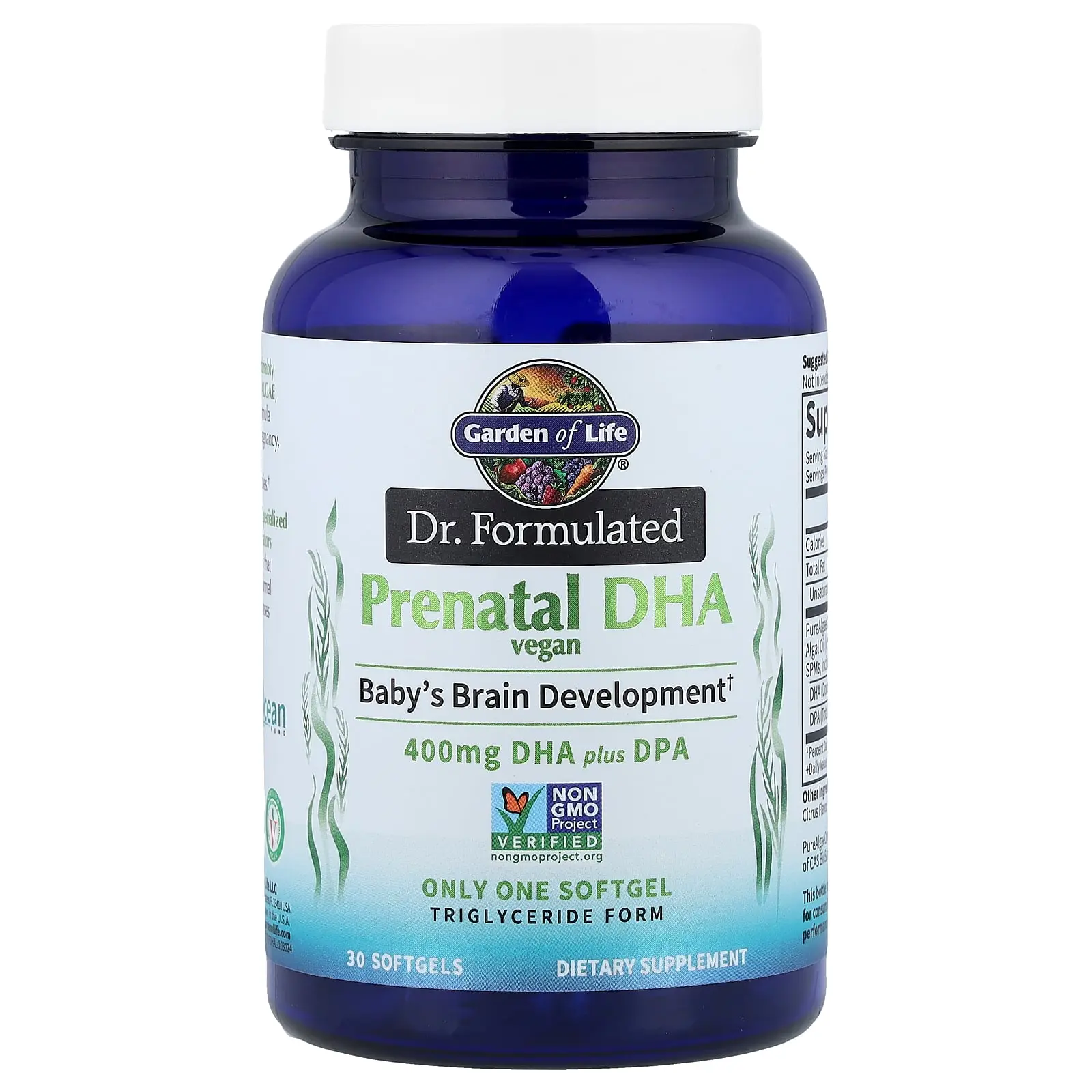 Garden of Life Dr. Formulated, Vegan Prenatal DHA, 400 mg, 30 Softgels | HSA/FSA Eligible