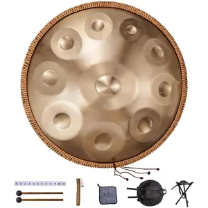 【fathersdaygift】VEVOR Handpan Drum, 22 in & 10 Notes, D Minor Hand Drum, Hand Pan Drum Instrument with Mallets, 432Hz Handpan Stand & Carry Bag, Steel Healing Sound Drum, Percussion Instruments for Adults Beginners