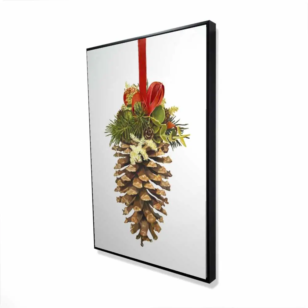 Begin Home Decor 2081-3624-HO12 24 x 36 in. Christmas Pine Cone - Rustic Holidays Framed Canvas Decor