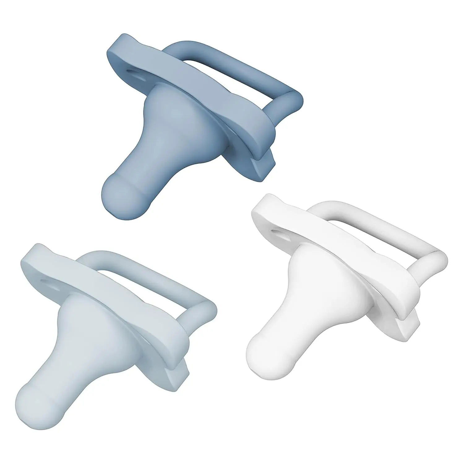 3 Pack Silicone Baby Pacifiers – BPA Free One-Piece Orthodontic Soothers for Newborn Babies 0–6 Months | Soft Infant Pacifiers (Blue/Light Blue/White)