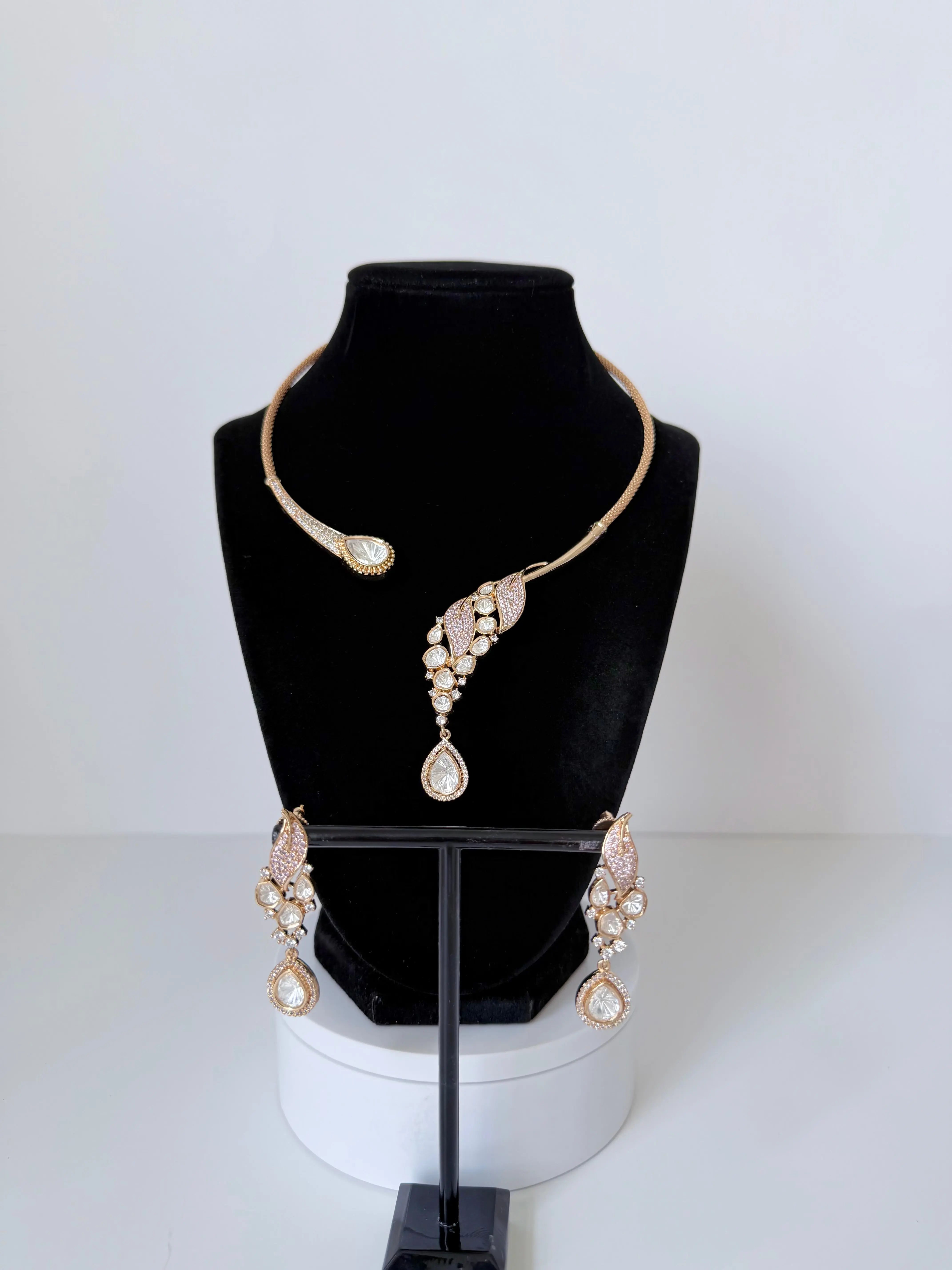 Premium Moissanite Hasli Nura Necklace Set with Earrings