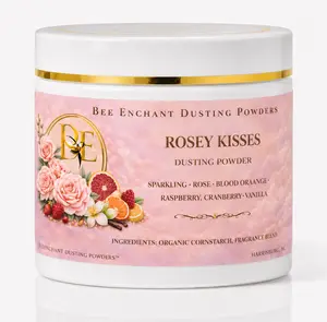 Bee Enchant’s Rosey Kisses Custom Body Dusting Perfume Powder- Scented - Finely Milled powder Talc-Free Fragrance Vanilla Daily- Natural Shower Powder Cosmetic-body powder- perfume powder