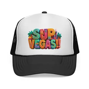 SUP VEGAS!! Trucker Cap | Retro Neon Las Vegas Palm Trees