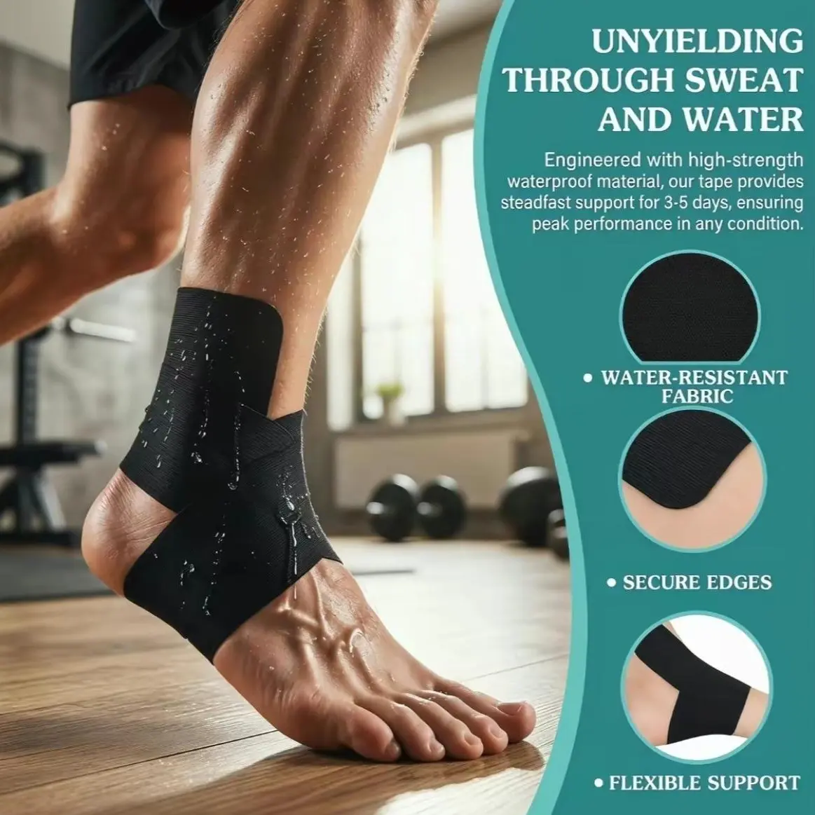 10PCS Precut Kinesiology Tape for Ankle Support - Breathable Elastic Athletic Tape, Ankle Stabilizer for Pain Relief, Swelling Reduction, Running, Basketball & Fitness