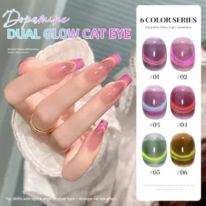 SUBOYER Dopamine Glass Cat Eye Gel Nail Polish, new best-selling set, features an icy, crystal-like cat eye effect and 9D sparkling holographic gel. Requires UV lamp curing. Suitable for home DIY and nail salons.