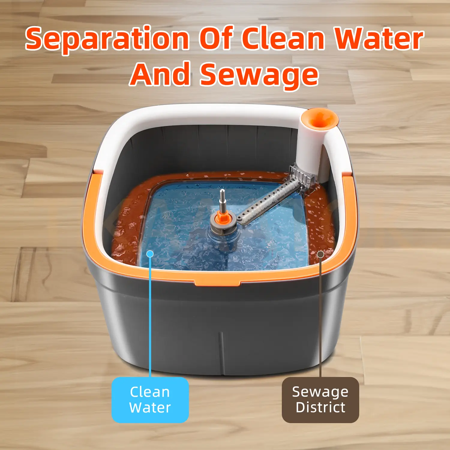 HAOTIKYU Spin Mop and Bucket with Self Separation Dirty and Clean Water System, Self Wringing 360° Rotating Clean Mop-Head and Bucket Set for Hardwood