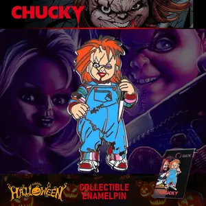 CHUCKY Officially Licensed Enamel Pins Brooch, Cartoon Horror Movie Character Pin for Hats Bags Accessories, Unique Gift for Christmas Birthday