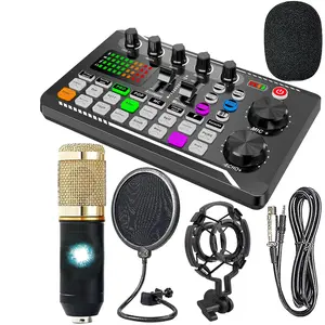 Live Sound Card Audio Mixer, Podcast Audio Interface with Dj Mixer Effects, Voice Changer for Karaoke, Live Streaming, Recording, Gaming, Audio Mixer Kit