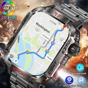 New GPS Smart Watch Men Flashlight Compass Waterproof 600mAh Battery Outdoor Sport Tracker Bluetooth Call Smartwatch