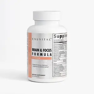 Exuvital Brain & Focus Formula Dietary Supplement 60 Capsules with DMAE L-Glutamine GABA & Plant Extracts for Memory Focus & Cognitive Support