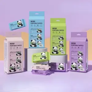 64 Pcs Mini Portable Wet Wipes | Alcohol-Free Disposable Cleansing Towels | Unisex | For Salon/Hotel/Kitchen/Travel | Date Gift & Pet-Friendly | Fragrance Free Wipes