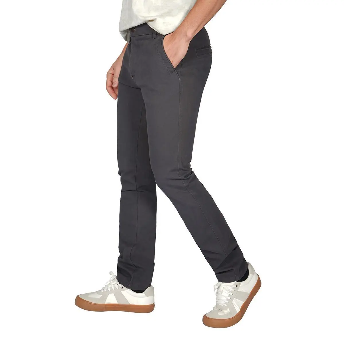 Men's Slim Tapered Skinny Fit Khaki Chino Pants with Pockets Versatile Casual Pants