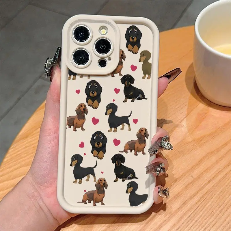 Cute Adorable Dachshund Pattern Phone Case, Anti-drop Cellphone Smartphone Protective Case, Smartphone Protective Casing, Total Protective Shockproof Durable Phone Cover, Mobile Phone Cover for iPhone 11 12 13 14 15 16 Series