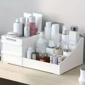 Desktop Storage Makeup Box, Simple Nordic Style, Desk Organizer, Beauty Storage Box, Suitable for Home, Dormitory, Stores Brushes, Lotion, Lipstick, Nail Polish, Makeup Cosmetic Organizer