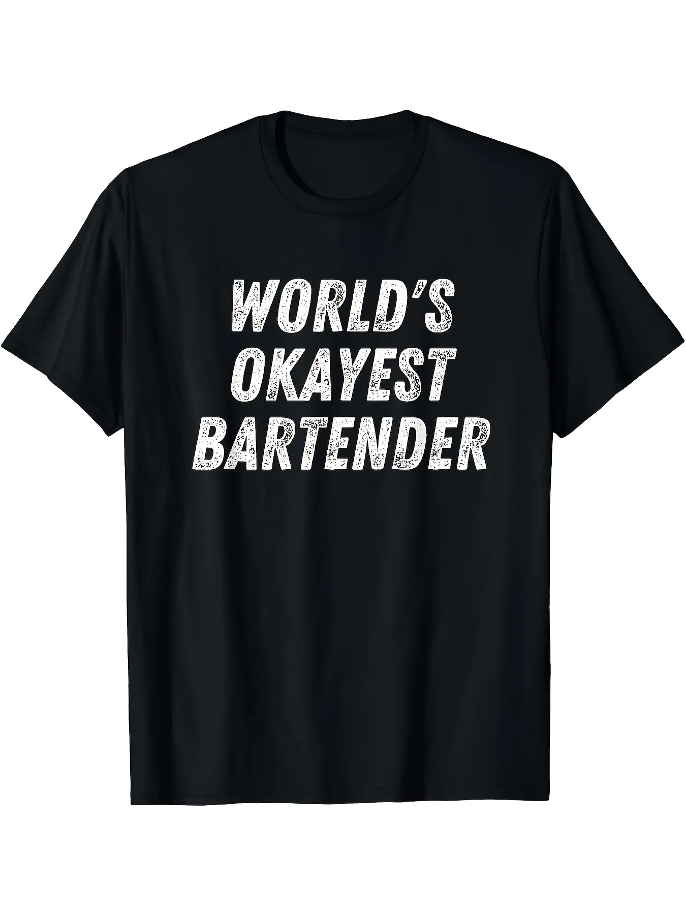 World's Okayest Bartender T-Shirt - Funny Retro Ba unisex soft cotton short sleeve t shirt, vintage graphic casual tee for men women teens, perfect birthday holiday gift for camping travel gym daily street  wear