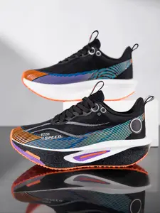 Unisex Colorblock Running Shoes, Sporty Running Shoes, Athletic Running Shoes, Carbon Board Shock Absorption, Anti-Slip Durable, Lightweight Comfort, All Seasons Sports Workout Sneakers