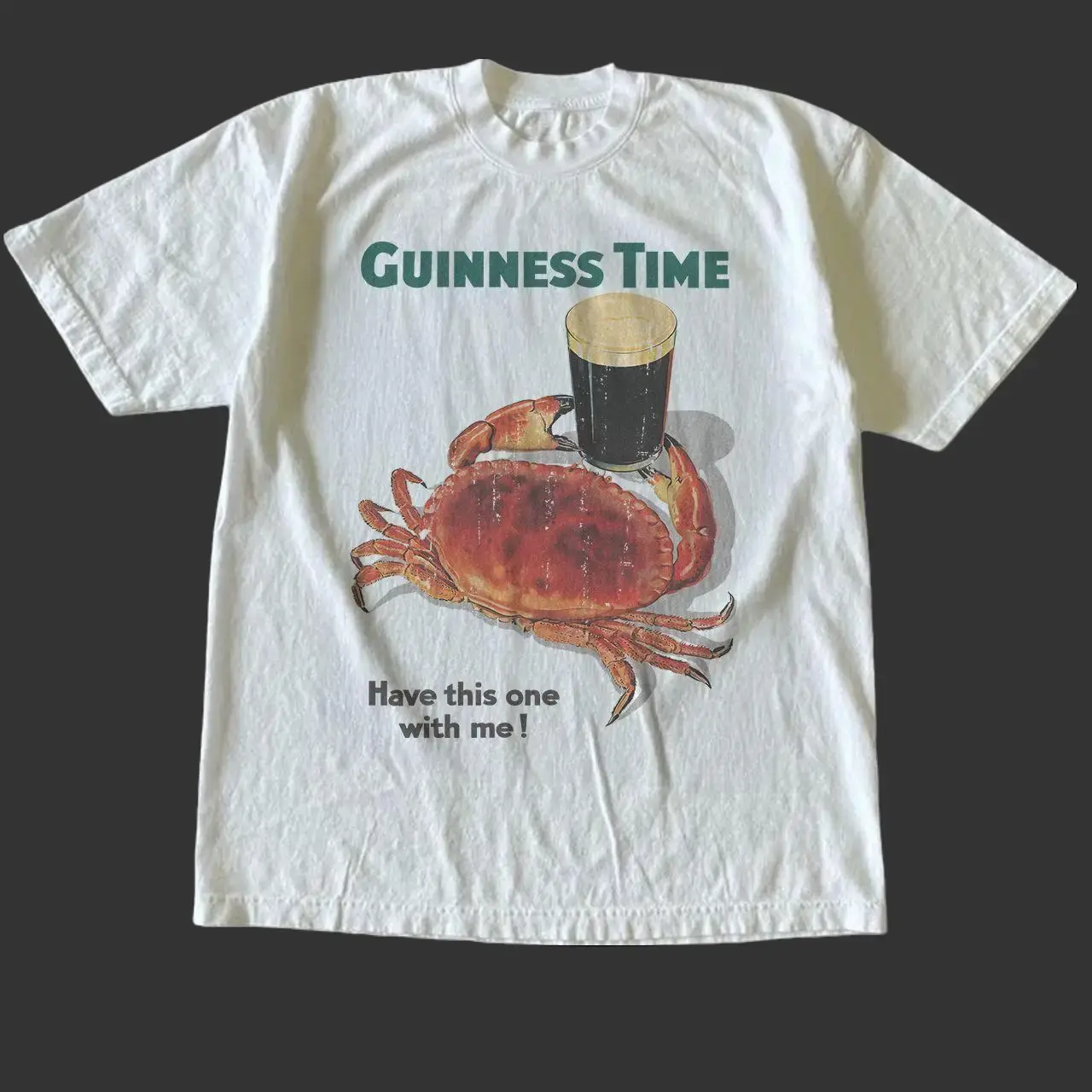 Vintage Style Guinness Time Big Crab T-Shirt, brand-new tee made from classic Gildan 5000 fabric