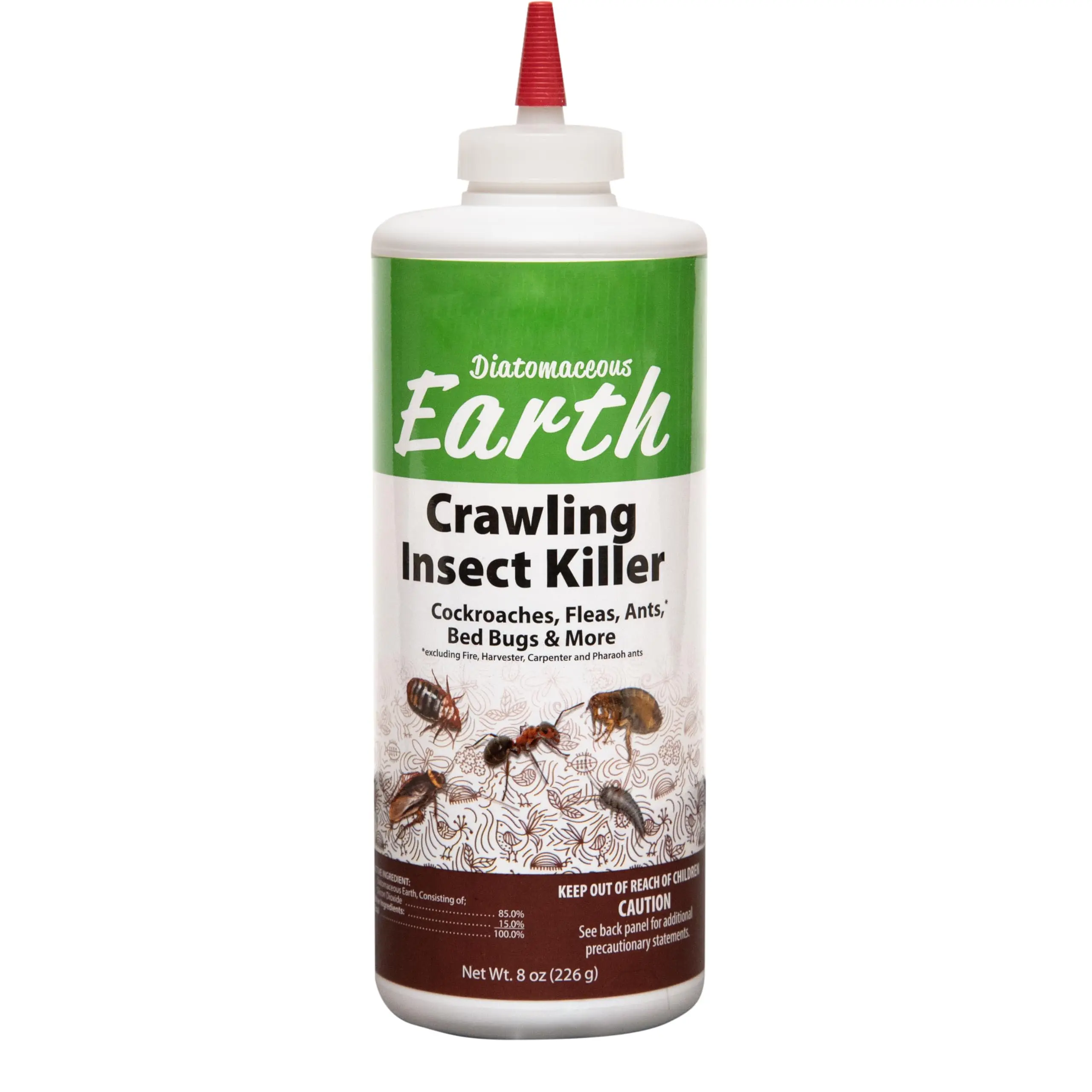 8 oz 100% Freshwater Diatomaceous Earth Crawling Pest Killer Powder - Mechanical Kill, All Seasons, Flea Repellent, Cockroach Killing, Lightweight Home Care Supply for Indoor & Outdoor Wall Application