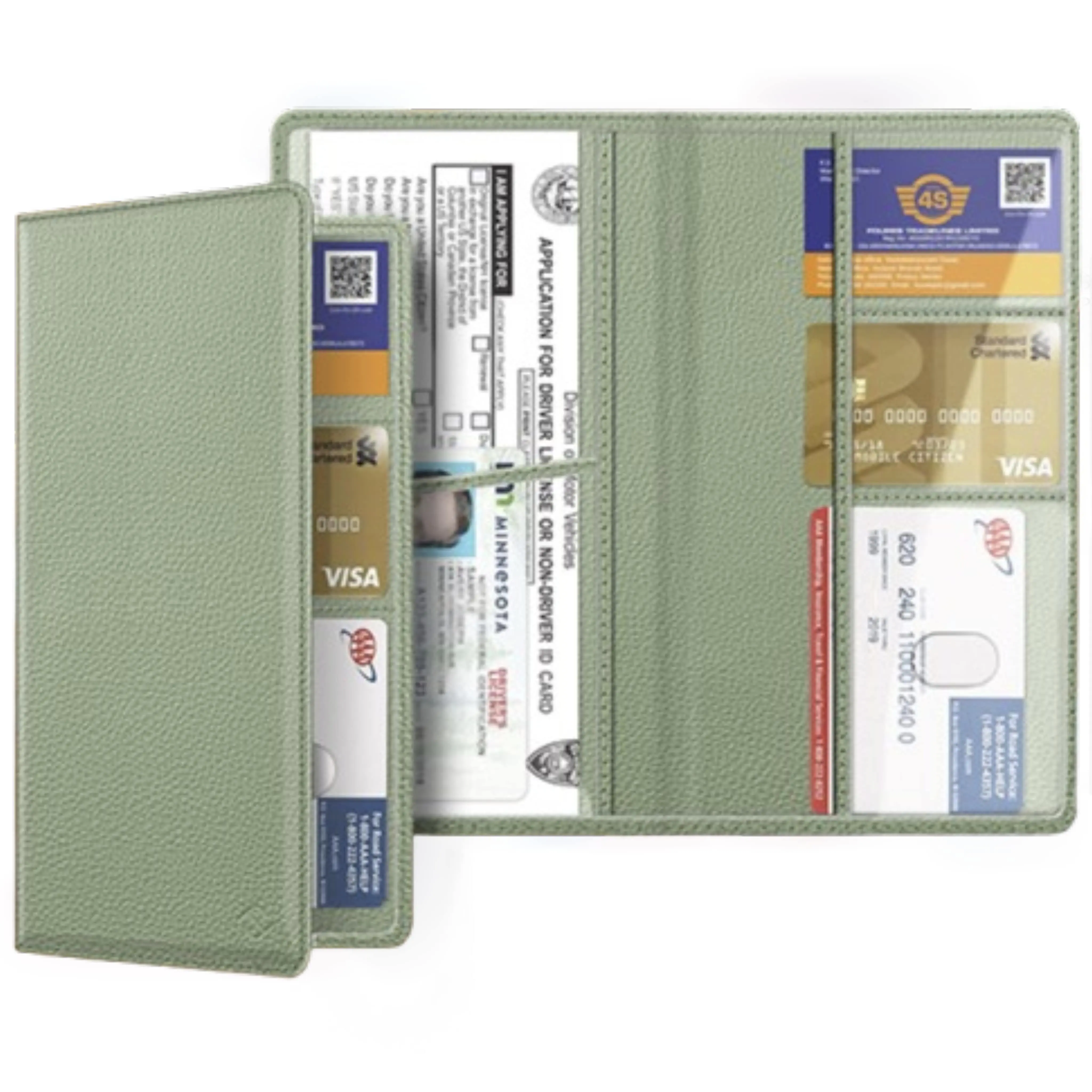 FINPAC PU Leather Car Document Holder - Slim-Fit Glovebox Tidy with PVC Sleeves, Pockets, Premium Stitches, ID+License Ready for Business Cards, Contact Info, Cars Accessories