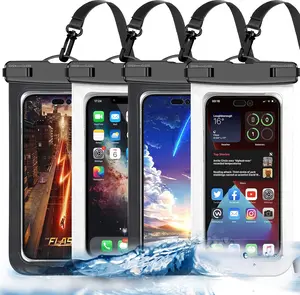 Up to 8.3" 4 Pack Black White Universal Waterproof Phone Pouch, Large Phone Waterproof Case Dry Bag,Protection Level: IP68,Outdoor Sports for Apple iPhone,Samsung,and More,Black,White