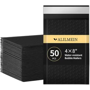 4×8 Inch 50 Pack Small Bubble Mailers Waterproof Padded Self Seal Adhesive Shipping Bags for Mailing Cards Jewelry Makeup and Small Business Packaging