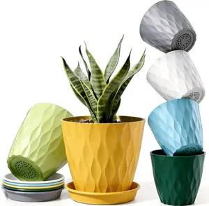 6 Pack Plant Pots with Drainage Holes, 4 Inch Plastic Indoor Flower Pots, Succulent Pots for Orchids, Violets, Succulents, Herbs, and Other Small Plant, Multicolor