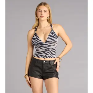 Fierce Streak Zebra Print Mesh Halter Top Fierce Streak Zebra Print Mesh Halter Top