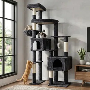 Large Cat Tree for Indoor Cats , F78C  78" Tall Heavy Duty Cat Tower with Cat Condos, Scratching Posts and Hanging Baskets