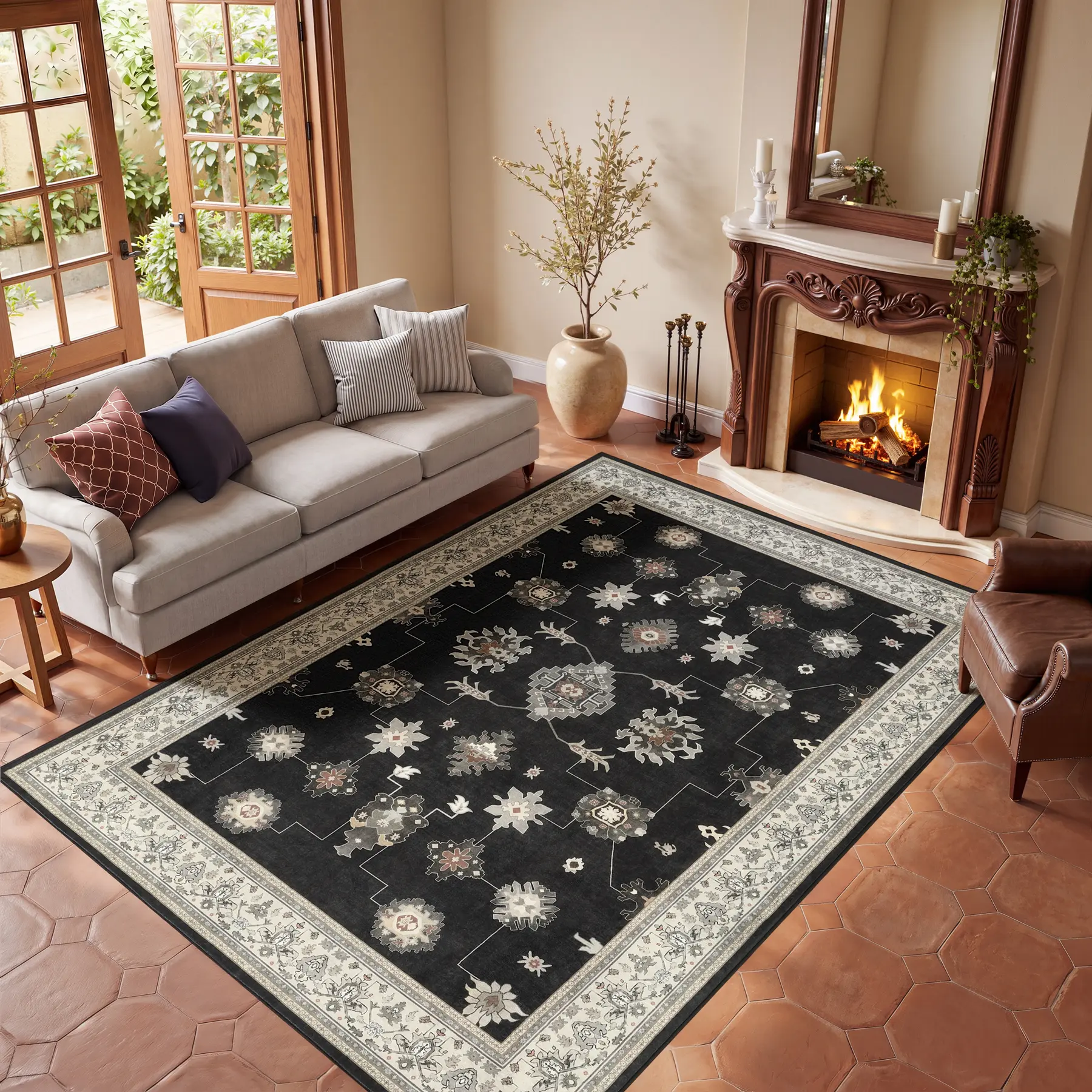 Tribesigns Boho 8 x 10 Area Rugs for Living Room, Soft Washable Bedroom Dining Room Rugs, Farmhouse Vintage Non-Slip Ultra Thin Indoor Carpet for Playroom Office Decor homedecor
