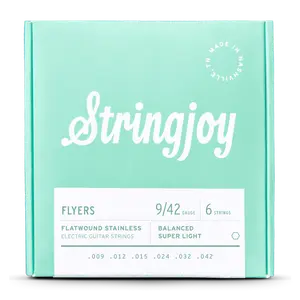 Stringjoy Flyers 9-42 Balanced Super Light Gauge Flyers - Flatwound Stainless Electric Guitar Strings