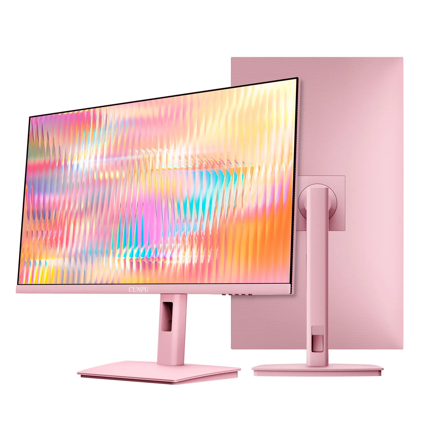 CUNPU 27-Inch Pink LCD Gaming Monitor, 200Hz QHD 1440p Rapid IPS 1ms GTG, Adaptive-Sync, Ergonomic Stand with Height Adjustment, Built-In Speakers, 126% sRGB, HDMI+DP, Flickerfree Blue Light Filter, for Gaming & Everyday Use, PC Computer Screen, U27120-PE