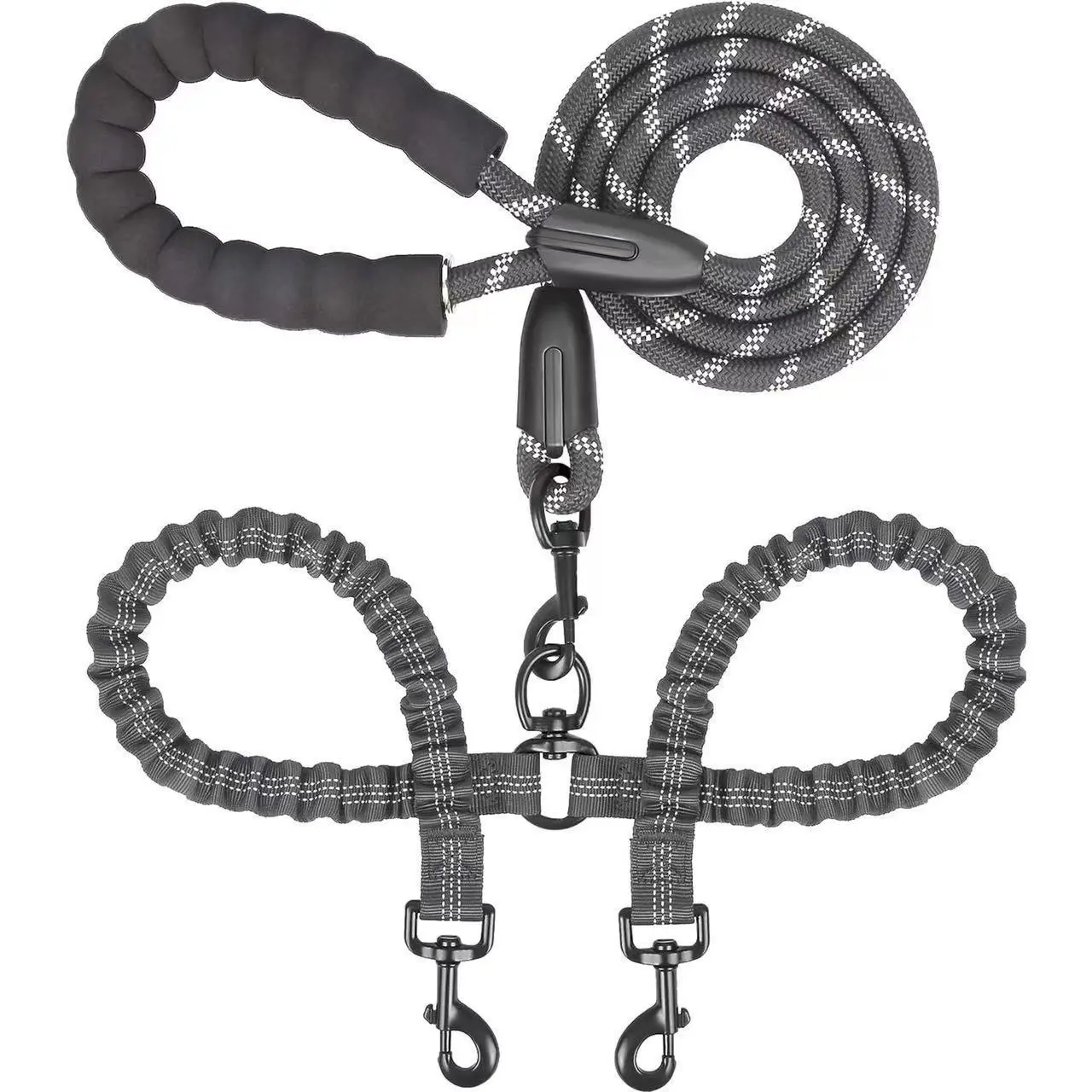 2 in 1 Dog Leash, dual dog leash, 360 Degree Rotating anti-entanglement Double Dog Leash, Can be Used for Medium and Large Dogs, 20~150lbs, Dog Collar Leash No Pull Harness Harness Straps dogaccessories Weatherproof Coating Extreme Durability