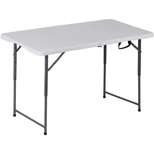 SuperDeal 4FT Folding Picnic Table Outdoor Compact Foldable Portable Plastic Dining Picnic Party Table with Carrying Handle picnic party