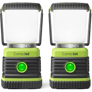 PX4 Waterproof Portable Tent Flashlight For Power Outages, Emergency, Hurricane, Hiking, Light Green, 2-Pack