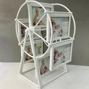 Wedding children's personal photos rotate Ferris wheel 5 inch rotating photo frame, suitable for European and American style baby growth commemorative photo frame home picture frame, Home decor accessory, Sturdy frame design