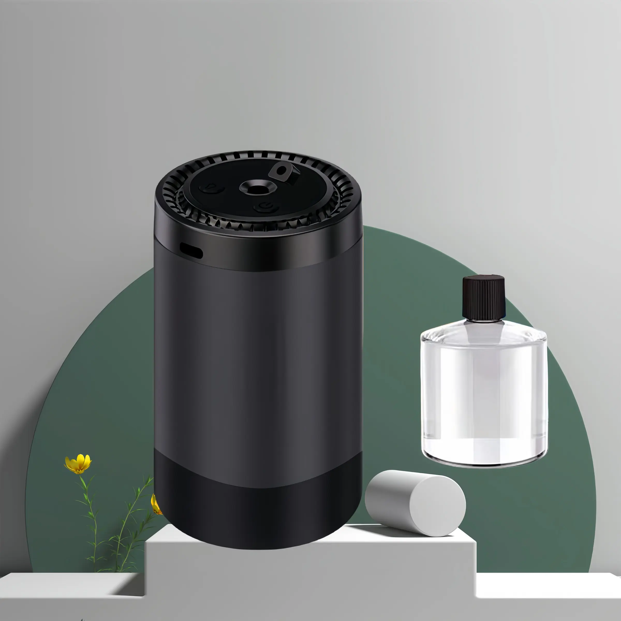 Car-mounted aroma diffuser, Car air diffuser, nano automatic spray fragrance machine, atmosphere lighting aroma diffuser, battery-powered, USB charging, with complimentary fragrance essential oil, Car Interior Diffusers