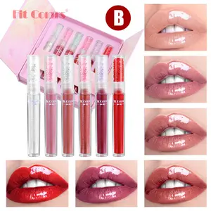 Shimmering Lip Gloss Set, 6 Counts/set Glitter Glossy Finish Lip Glaze Sticks, Plumping Tinted Lip Stick for Girls & Women