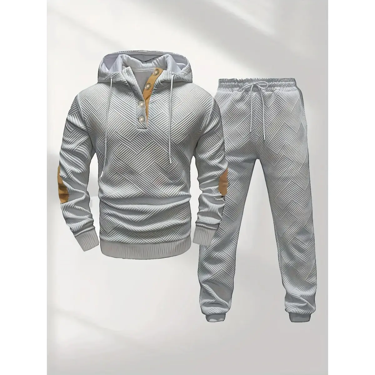 Men's casual fashion suit knitted jacquard sweatshirt and pants two-piece set