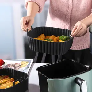 Reusable Silicone Air Fryer Liners, 8 Inch Square for 4-7 Qt Air Fryers, Oven & Microwave Safe, Easy Cleaning, Non-Stick, Healthy Cooking, Air Fryer Accessories