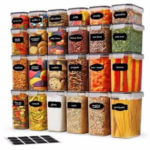 AISOON 32 PCS 16 PACK Airtight Food Storage Container Set, BPA Free Containers for Kitchen Organization, Ideal for Cereal,Flour&Sugar, Includes Labels