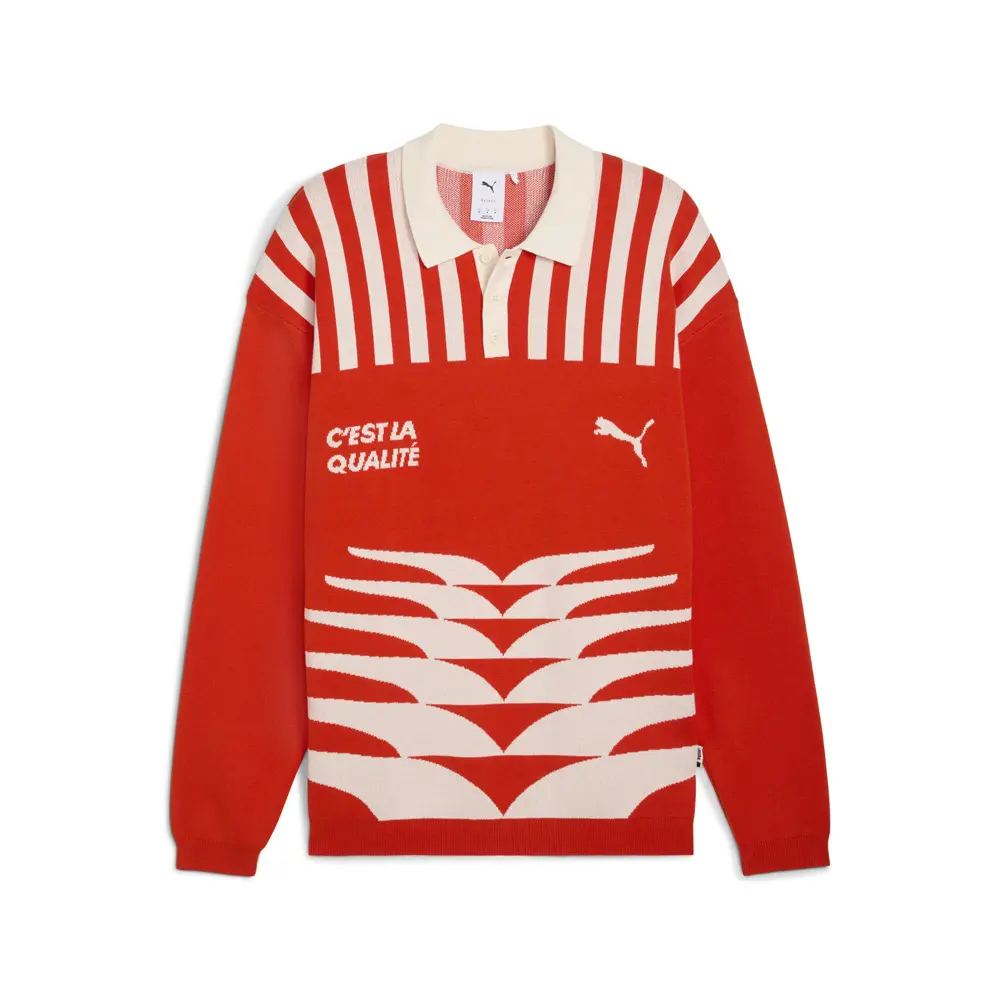 PUMA Mens The Neverworn Vi Knit Crew Neck Long Sleeve Sweater Casual - Red