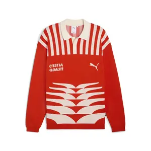 PUMA Mens The Neverworn Vi Knit Crew Neck Long Sleeve Sweater Casual - Red