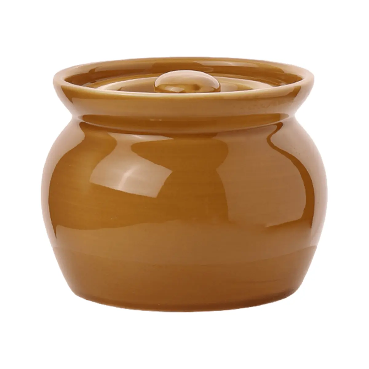 KAWASIMAYA 450ml Brown Ceramic Casserole Stew Pot with Lid, Steaming Bowl for Soups and Desserts