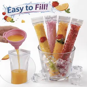 DIY Ice Pop Bags – 100 PCS Homemade Frozen Treat Maker, Leak-Proof, BPA Free, Easy Fill Popsicle Pouches for Kids & Family Summer Snacks